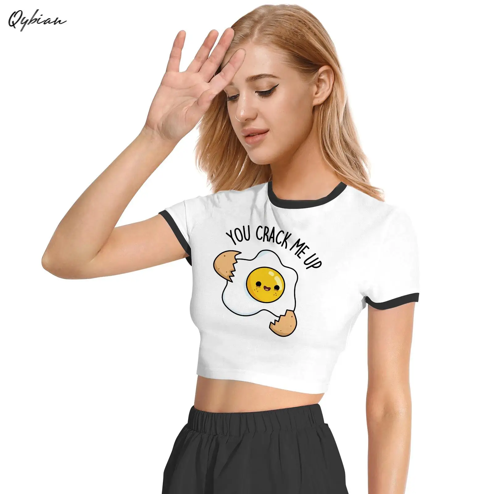 

Новая рубашка с принтом клоуна и круглым вырезом, облегающий пикантный женский топ до пупка, милые летние топы с коротким рукавом, укороченн...