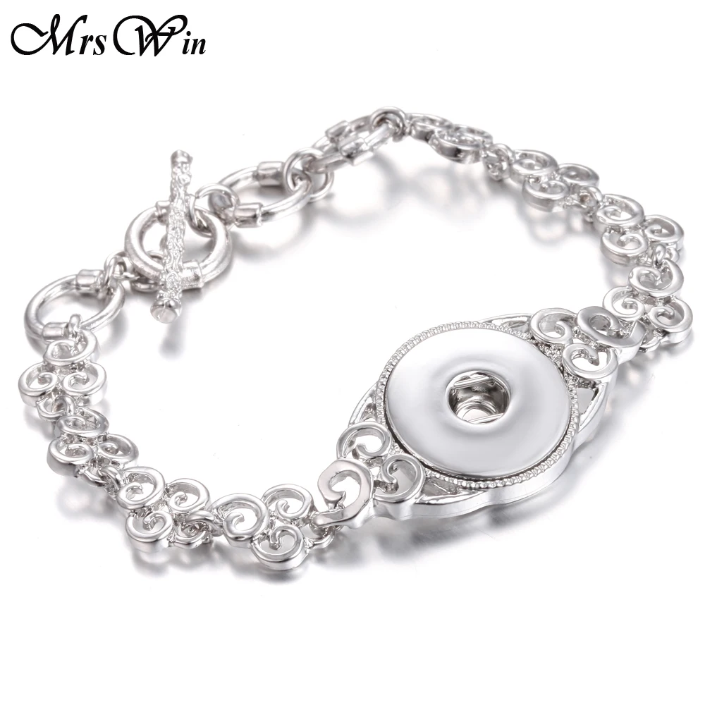 Новые кнопки браслет антикварные Серебристые цепи 18 мм с украшением в виде