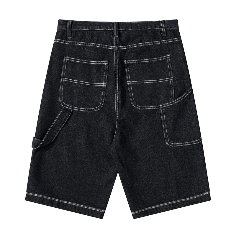 

Letter Embroidery Jeans Five Point Pants Mens Summer Pockets High Street Retro Oversize Denim Shorts Loose Hip Hop Casual Short