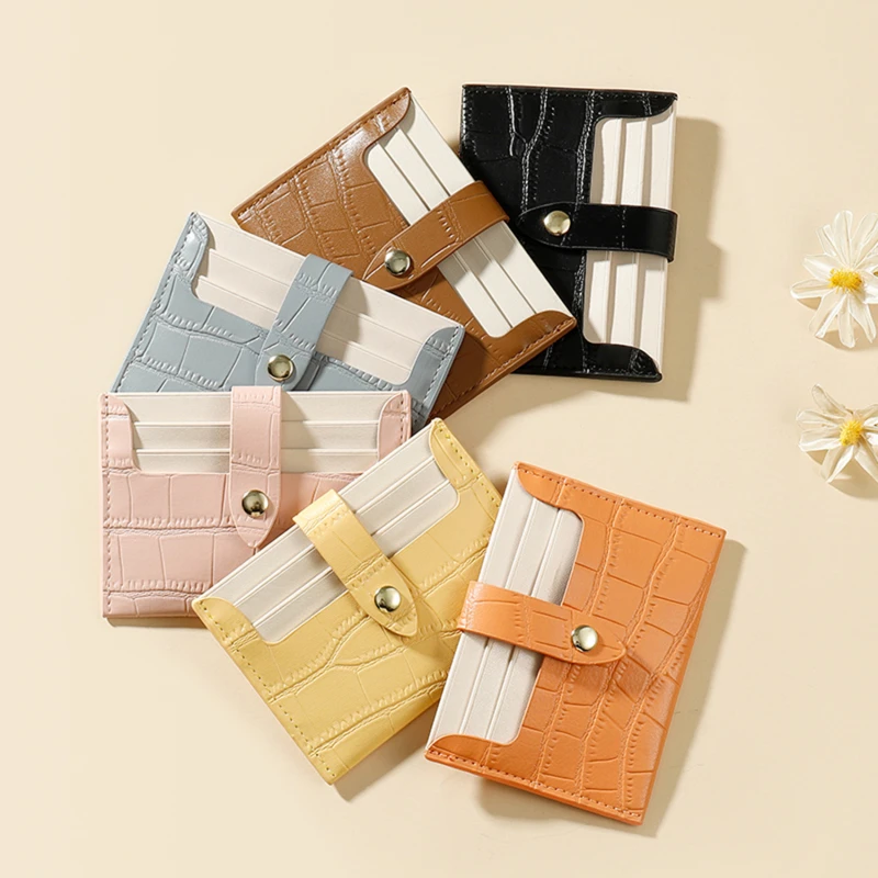 

Card Holder For Women Simple PU Leather Business Card Holder Lady Hasp Small Coin Purse Wallet Credit ID Card Bags