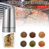 2pc electric automatic mill pepper and salt grinder led light peper spice grain mills porcelain grinding core mill kitchen tools