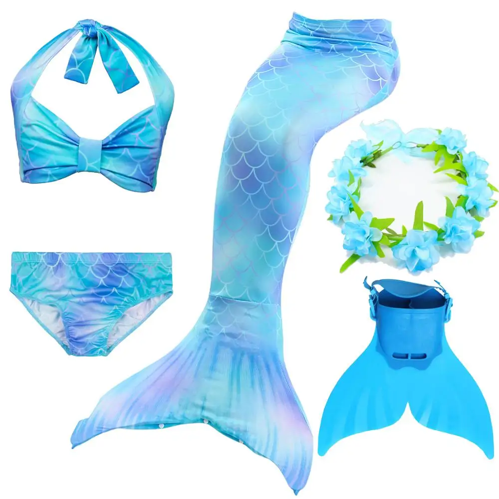 Детский купальный костюм с хвостом Русалочки для девочек комплект плавания и
