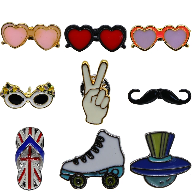 Эмалевые очки тапочки шляпа с усами роллер скейт брошь Металлическая Булавка