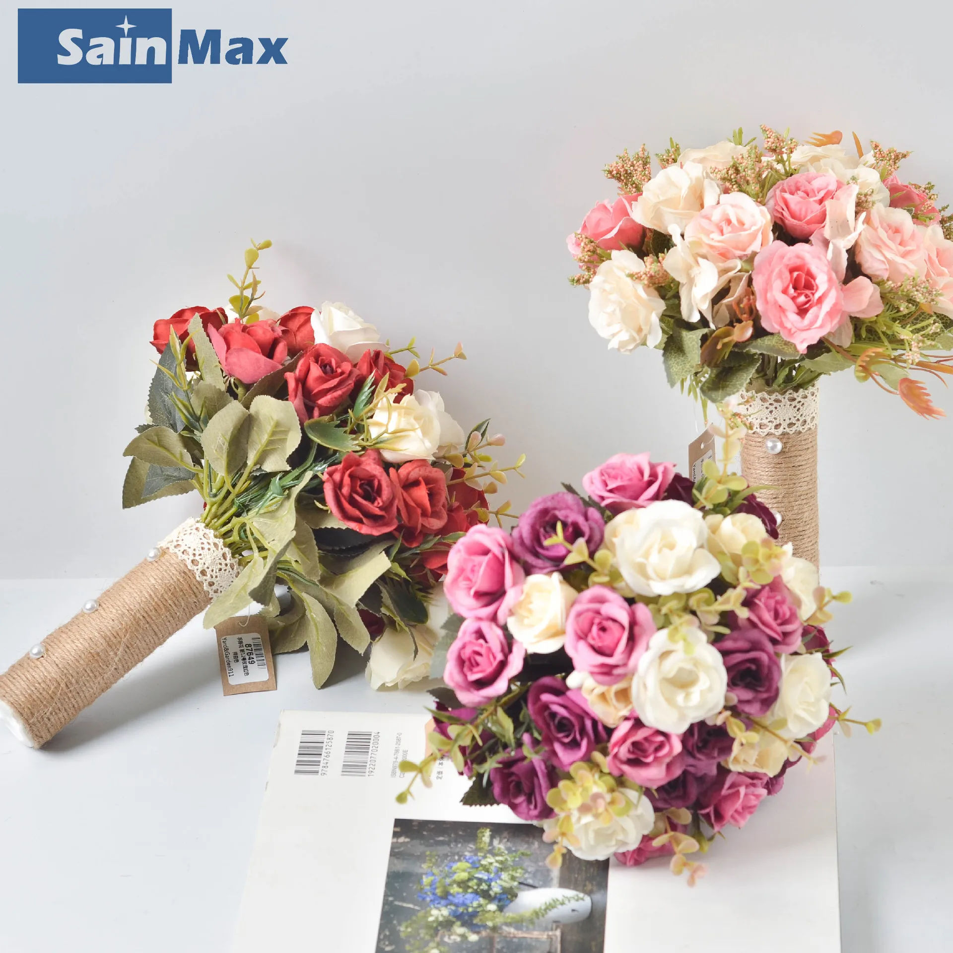 

Sain Max Wedding Bouquet Bride Handhold Flowers Rose Peony Flower Decoration Simulation Flower Bride Flower Bouquet Artificial