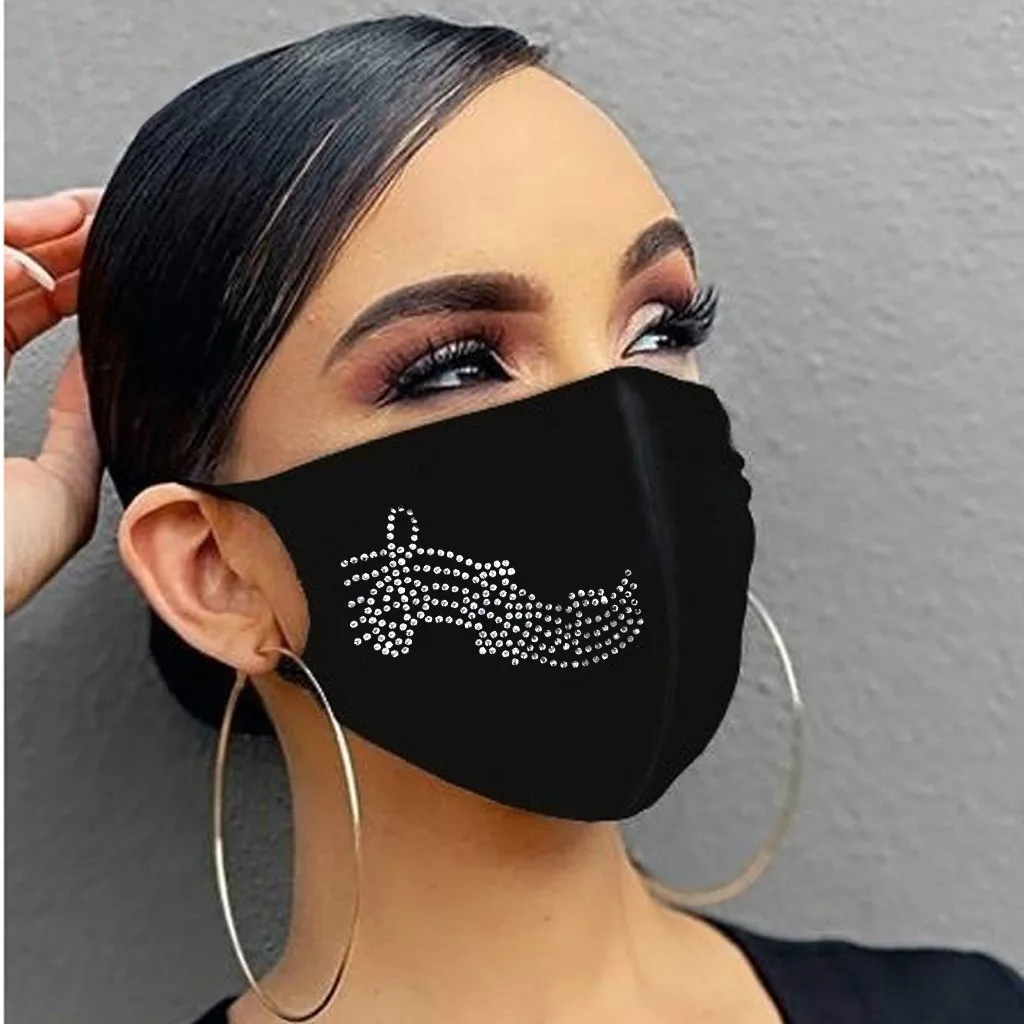 

Fashion Mask Rhinestones Glitter Face Masks Unisex Washable Breathable Ice Cotton Mouth Mask Outdoor Dustproof Mask mascarillas
