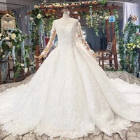 bgw ht41620 2020 white wedding dresses with appliques o neck illusion long sleeve wedding gowns with train vesrido de noiva 2019