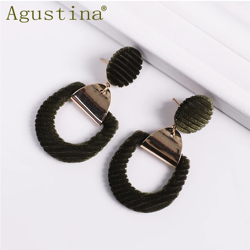 Женские винтажные серьги из сплава и плюша Agustina черные бархатные с