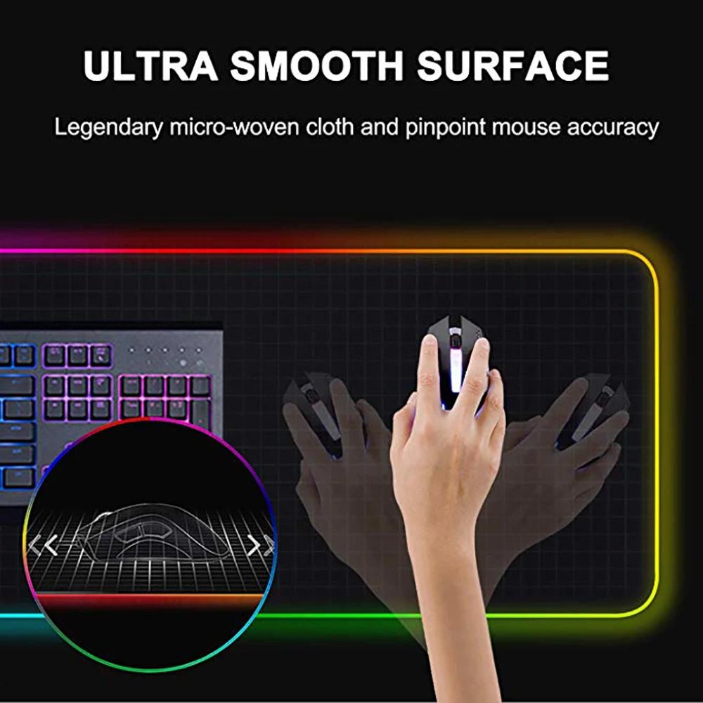 Желе расческа RGB светящийся игровой коврик для мыши Нескользящий Резиновый