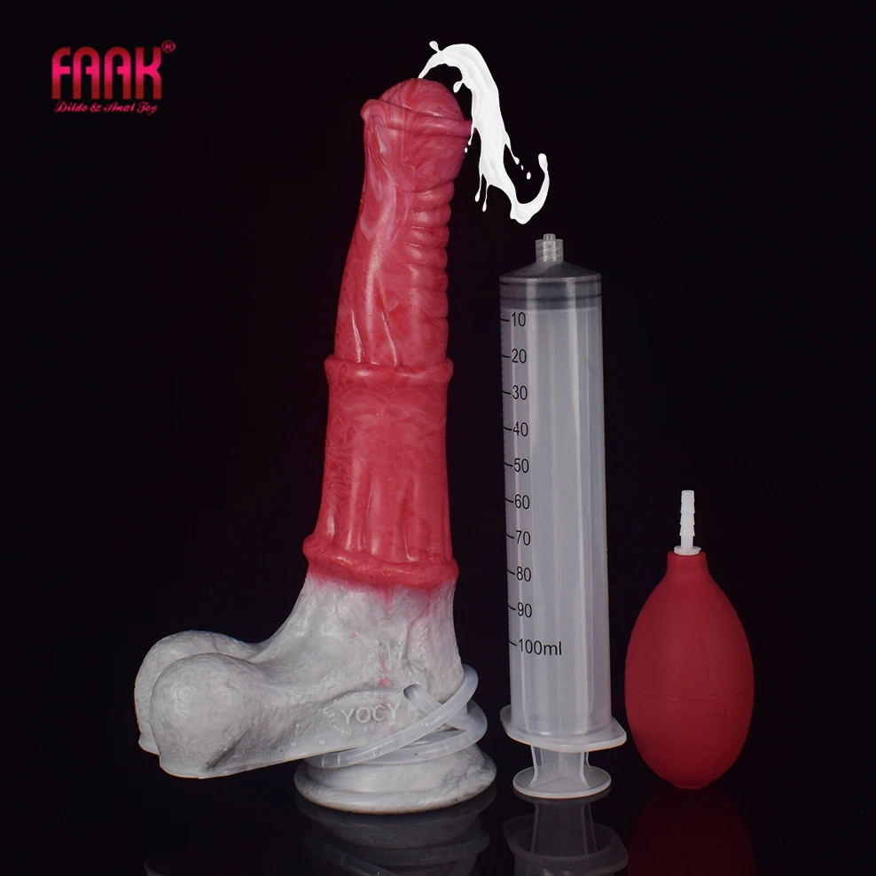 FAAK New Squirting Dildo Silicone Animal Horse Penis With Sucker Spray Ejaculation Ogasm Fetish Sex Toys Shop For Women | Красота и