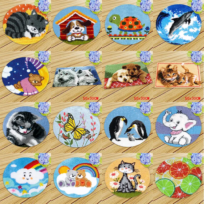 

Cartoon Animal latch hook Rug Kits DIY carpet embroidery foamiran for needlework smyrna button carpets on the floor diy bag