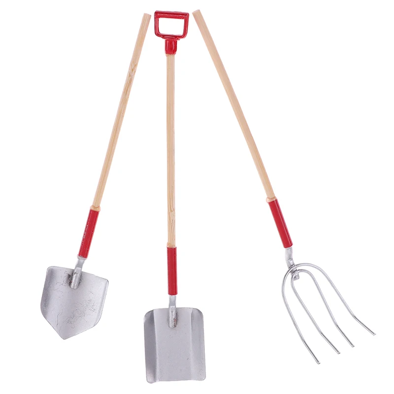 

3 шт./компл. 1:12 аксессуары Игрушка Мини садовые инструменты лопата/грабли/кукольный домик миниатюрная мебель для кукольного дома