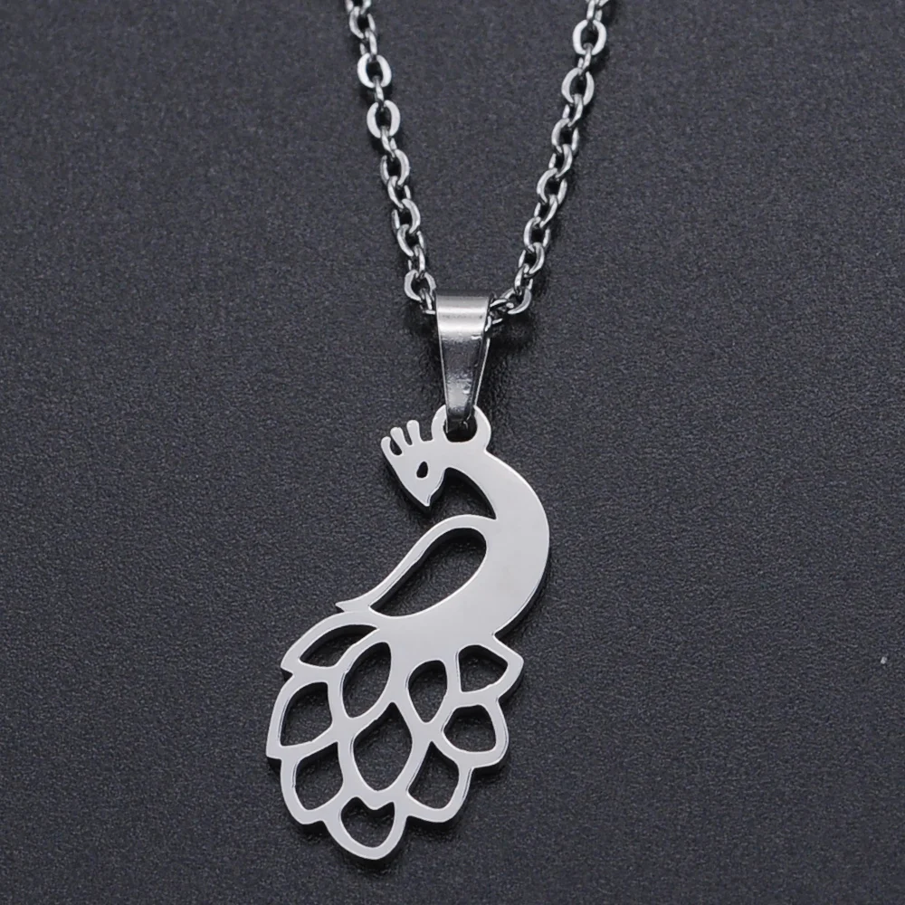 Ожерелье с подвеской в виде павлина из нержавеющей стали для женщин принимаем