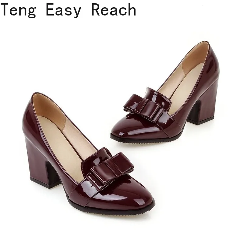 

Pumps Spring and Autumn Butterfly-knot Casual Pointed Shallow MouthThick Heel High Heel Women's Single Shoes Plus Size 40