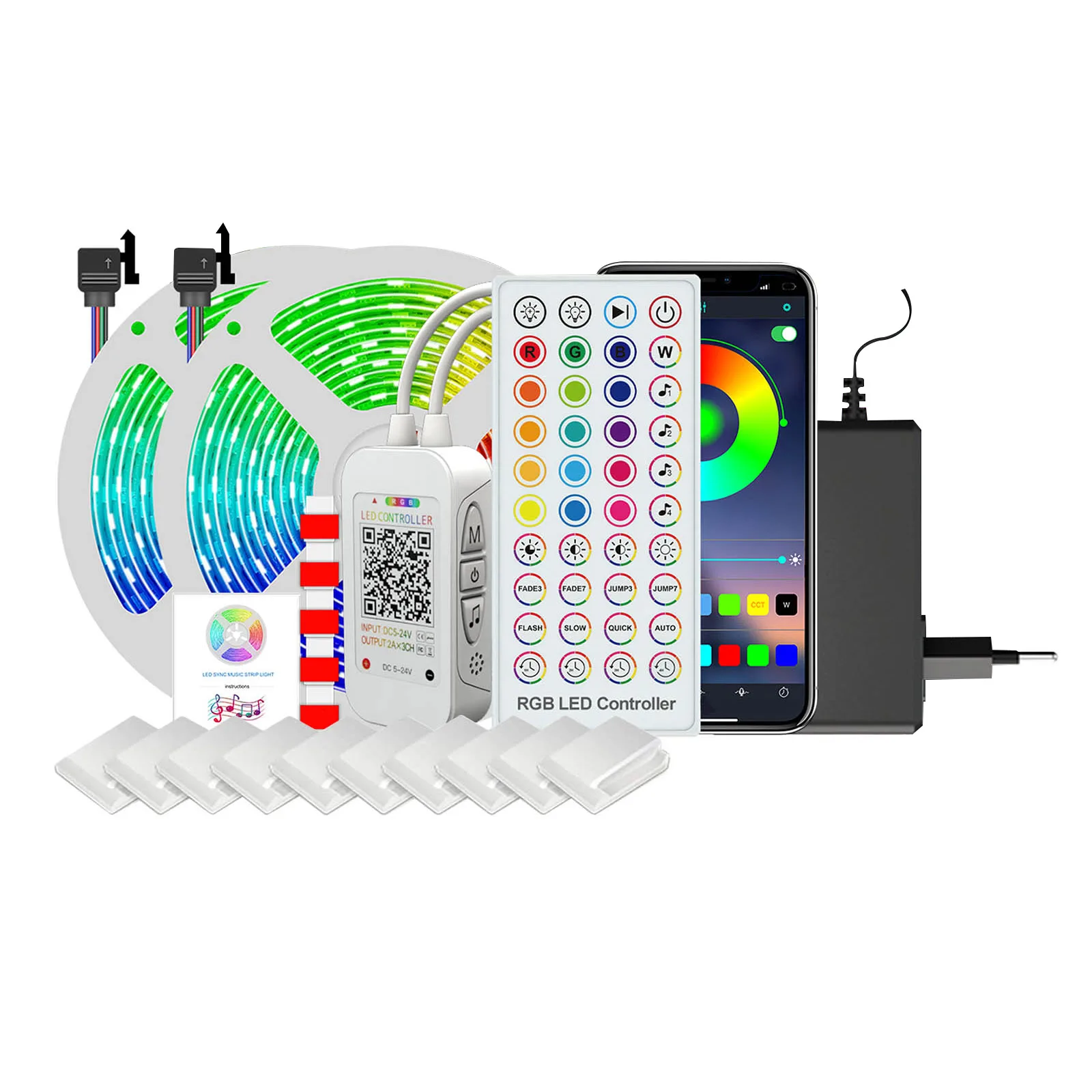 

Декоративная RGB-гирлянда с голосовым управлением, световая лента с поддержкой Bluetooth, Wi-Fi, с дистанционным управлением, водонепроницаемая све...