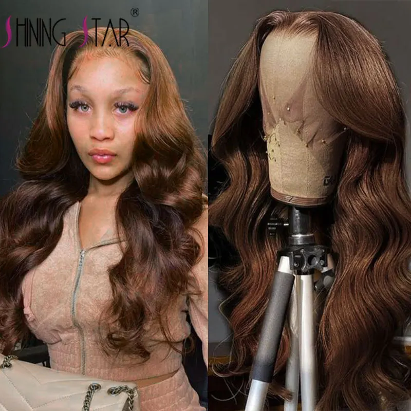 Chocolate Brown Lace Front Wig Body Wave Lace Front Human Hair Wigs 13X4 Transparent Lace Wigs Peruvian Hd Lace Frontal Wig Remy