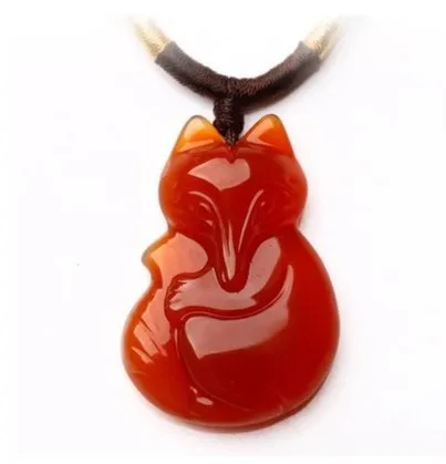 Ожерелье с подвеской из натурального красного агата и нефрита|Подвески| |