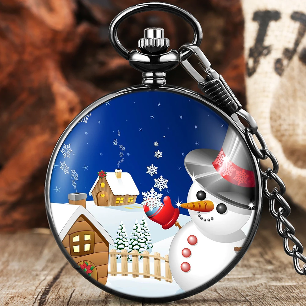 

2021 New Christmas Series Theme Pocket Watch Quartz Watch Alloy Case Neutral 3 Colors Necklace Best Gifts for Men Women
