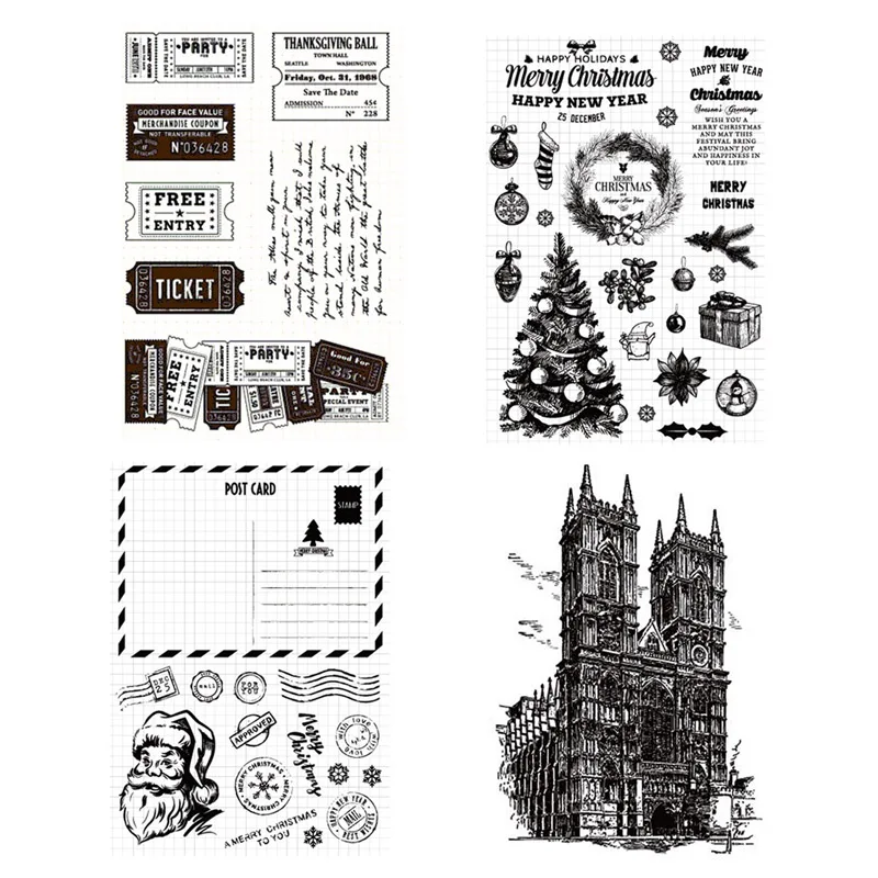Прозрачные штампы ретро билет для сделай сам карточка скрапбукинга Рождество
