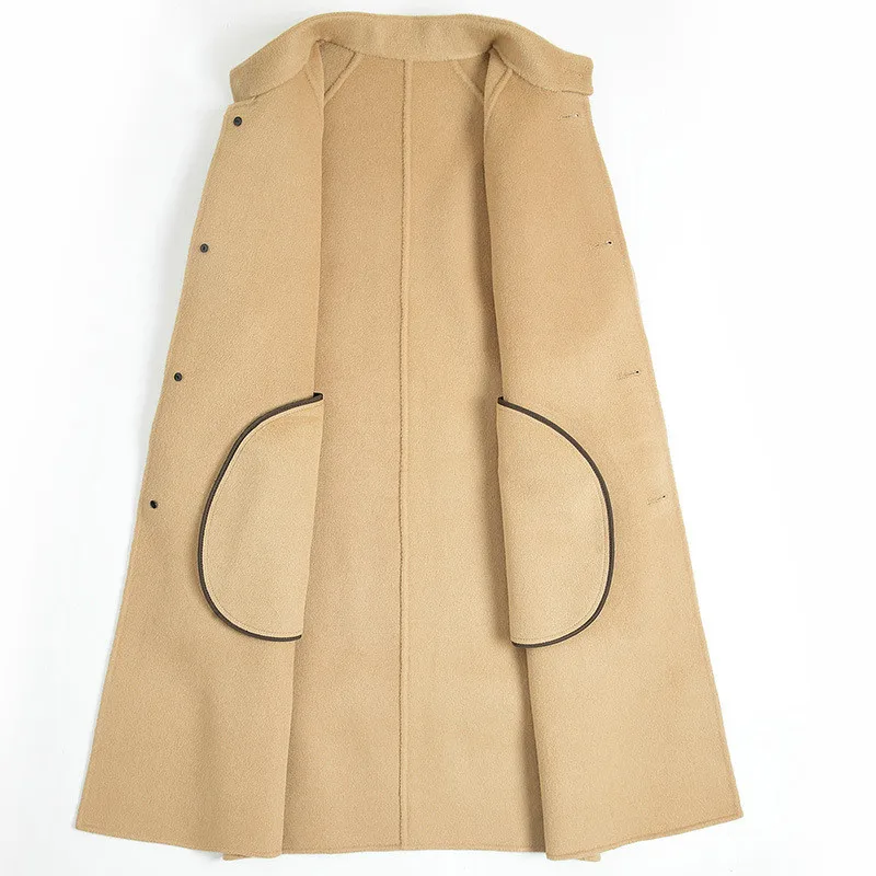 Naizaiga 100 шерсть Двусторонняя однотонная верблюжья черная длинная Мужская зимняя