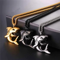 new shark pendant animal metal fashion hollow mens necklace creative hip hop atmosphere party jewelry accessories
