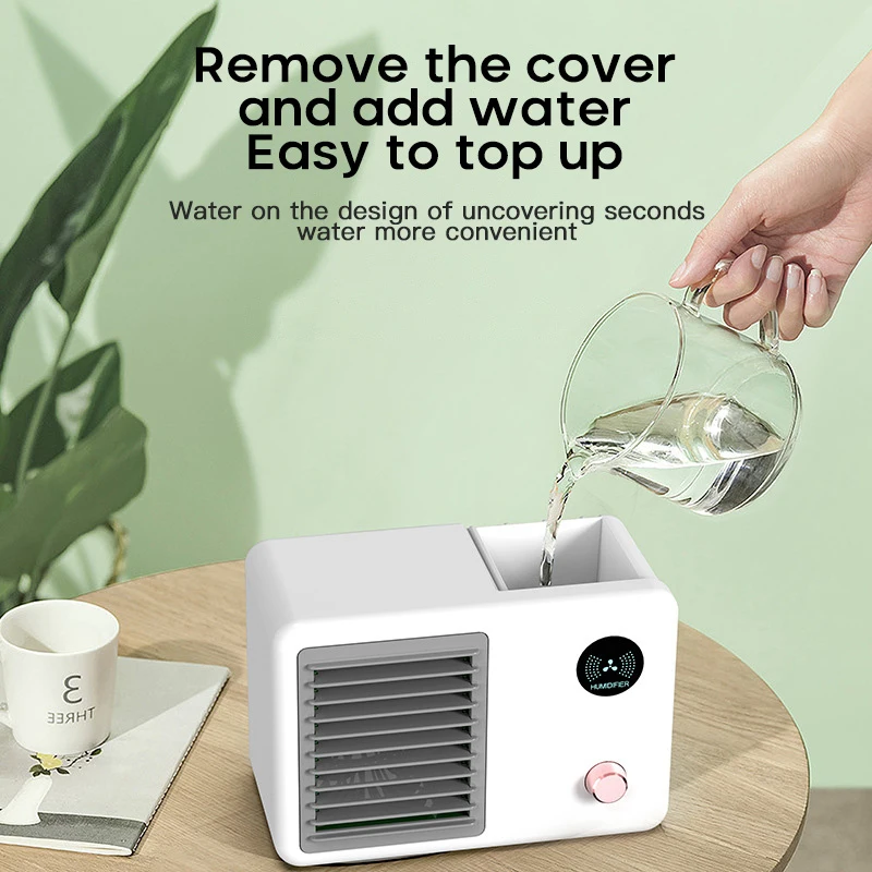 

USB Air cooler desktop water-cooled fan mini air conditioning refrigeration spray air cooler USB charging cold air humidifier