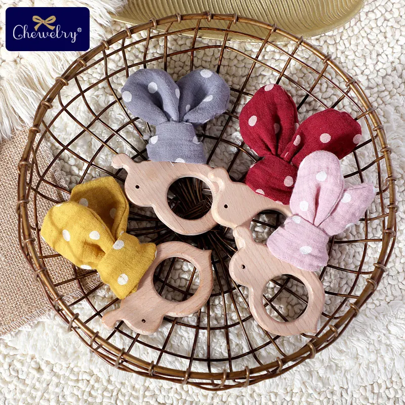 Грызунок деревянный для новорожденных 1 шт. из хлопка | Мать и ребенок