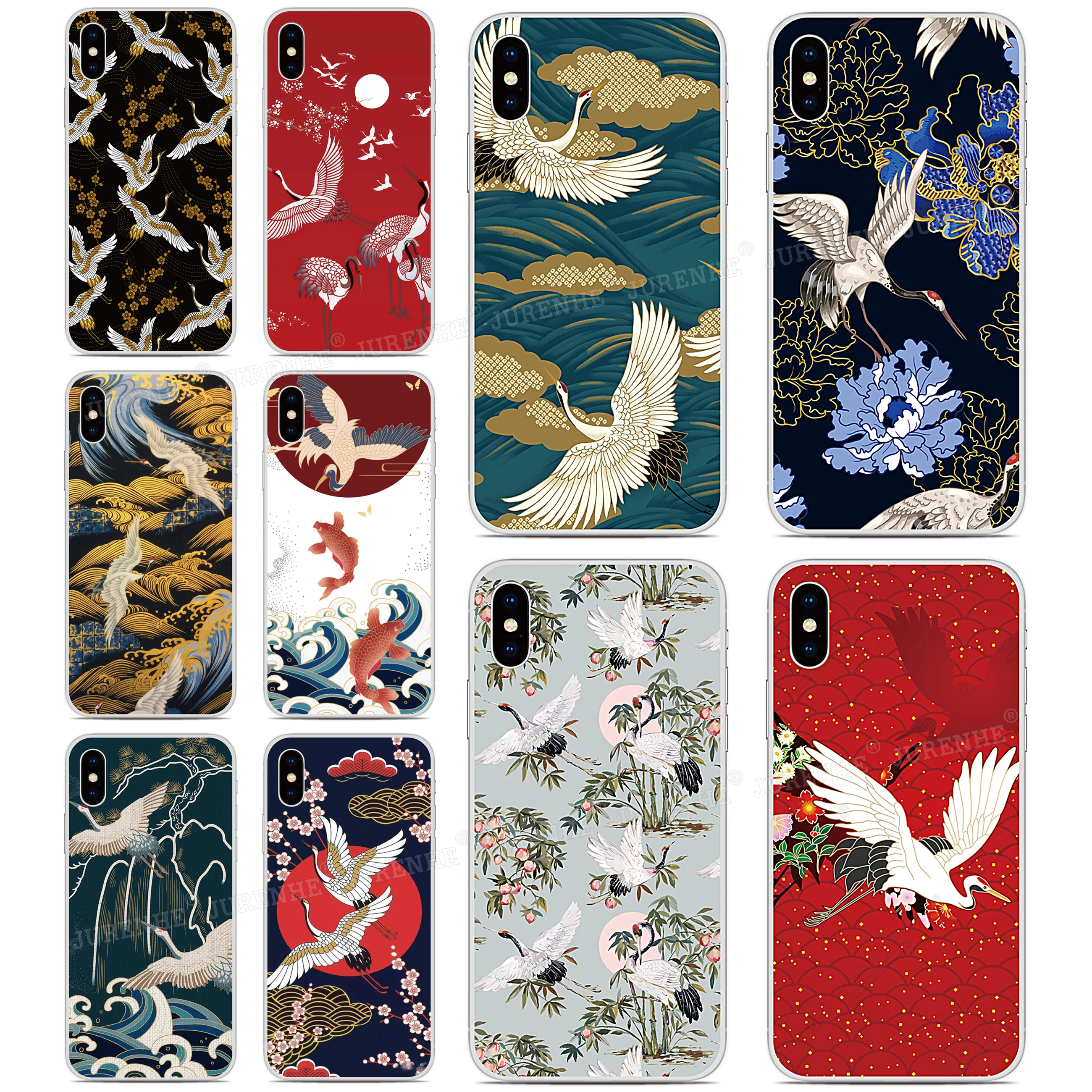 

tpu Soft Vintage Crane Phone Case For iPhones SE 2020 SE2 SE 2 XR X XS 11 Pro MAX 6 6S 7 8 9 Plus For iPod Touch 7 6 5 Cover