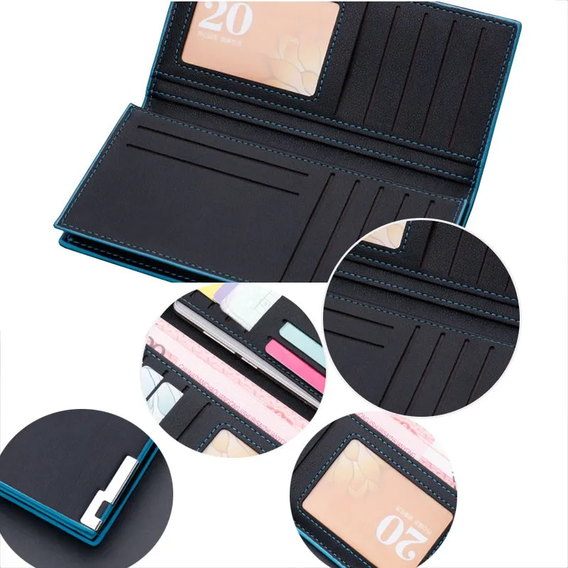 new mens wallet thin slim wallet leather long male business clutch bag coin purse luxury brand mens wallets carteira masculina free global shipping