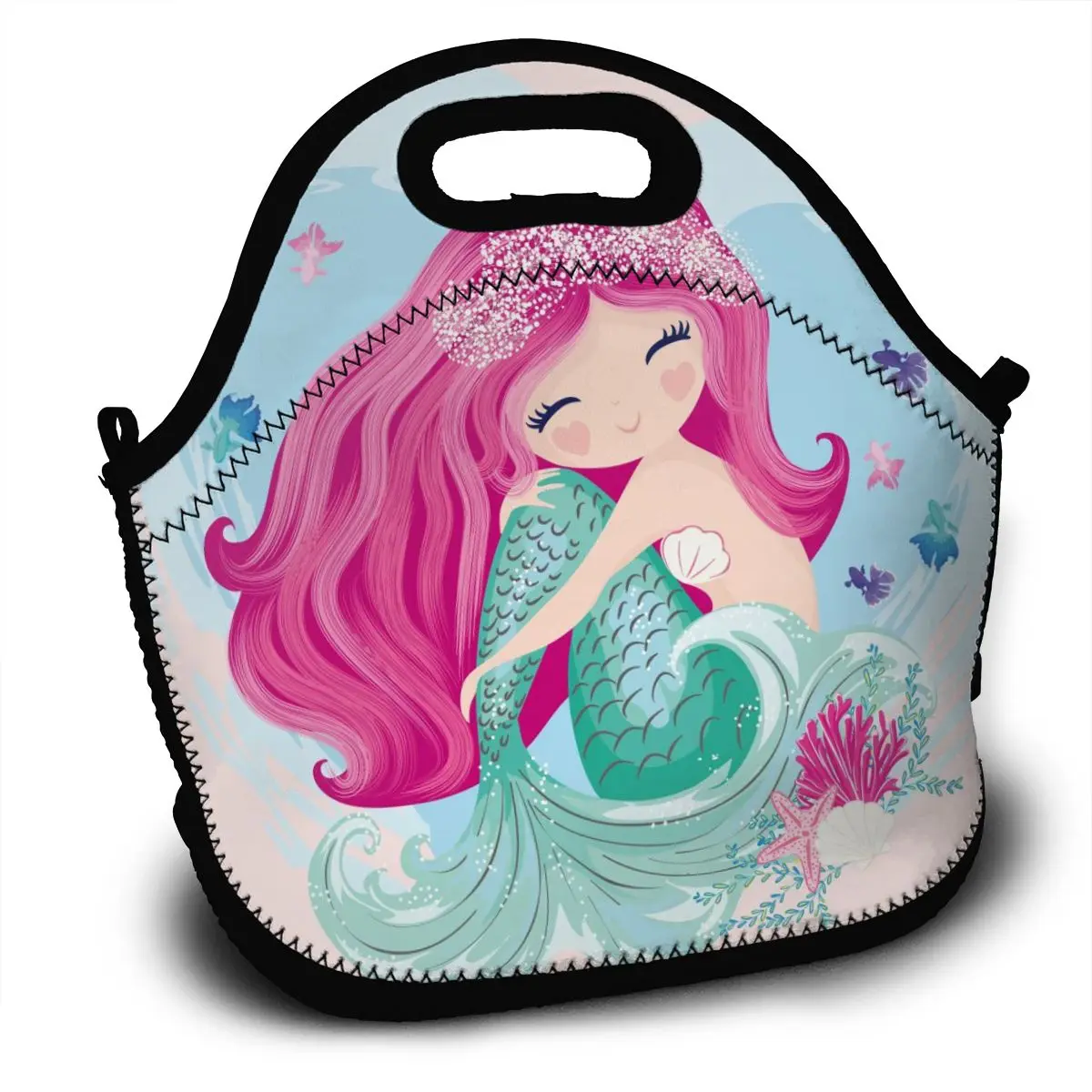 

Портативный изолированный термальный Ланч-бокс бэнто маленькая Милая Русалочка с рыбами и ракушками сумка для хранения пикника Сумки для л...