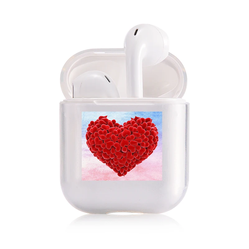I300209 Хроматический модный наушник чехол для Apple Airpods чехол простой милый любовь сердце Bluetooth поп AirPods чехол прозрачный жесткий чехол - Цвет: I300209