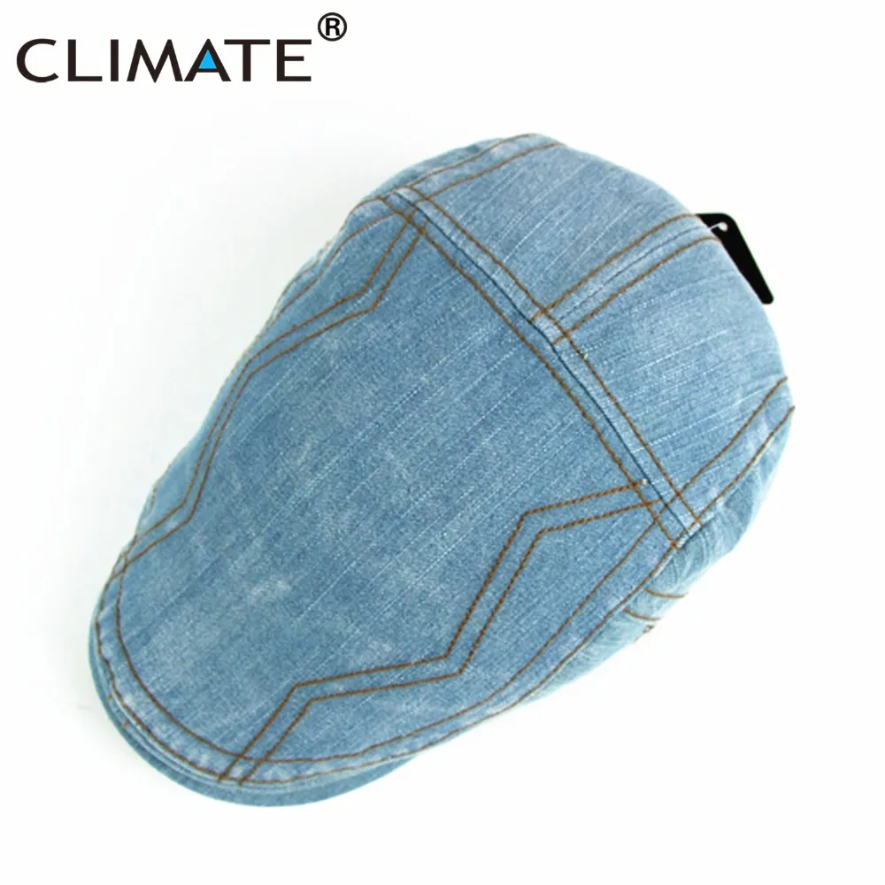 Кепка CLIMATE Denim плоская Мужская берет регулируемая шапка из хлопка и денима