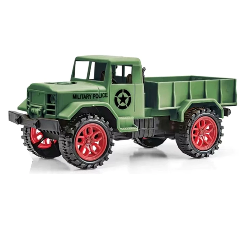 

1/24 RC Car 27MHZ 4WD 15km / H Two-way Remote Control Military Truck Model