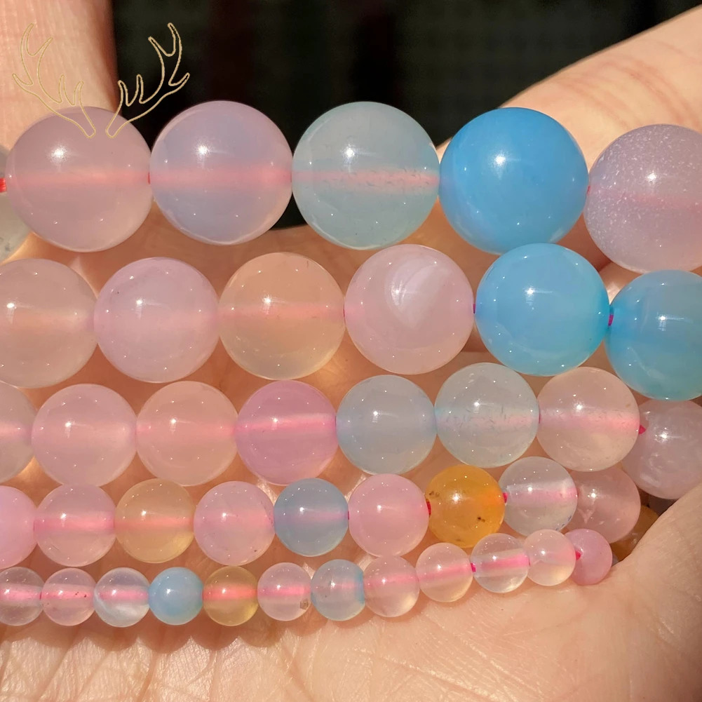 

Natural Multicolor Morganite Agate Stone Beads For Jewelry Making Diy Bracelet Necklace Charm Round Loose Beads 4 6 8 10 12mm