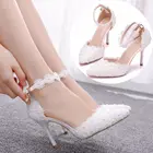 Женские свадебные босоножки с кристаллами и острым носком