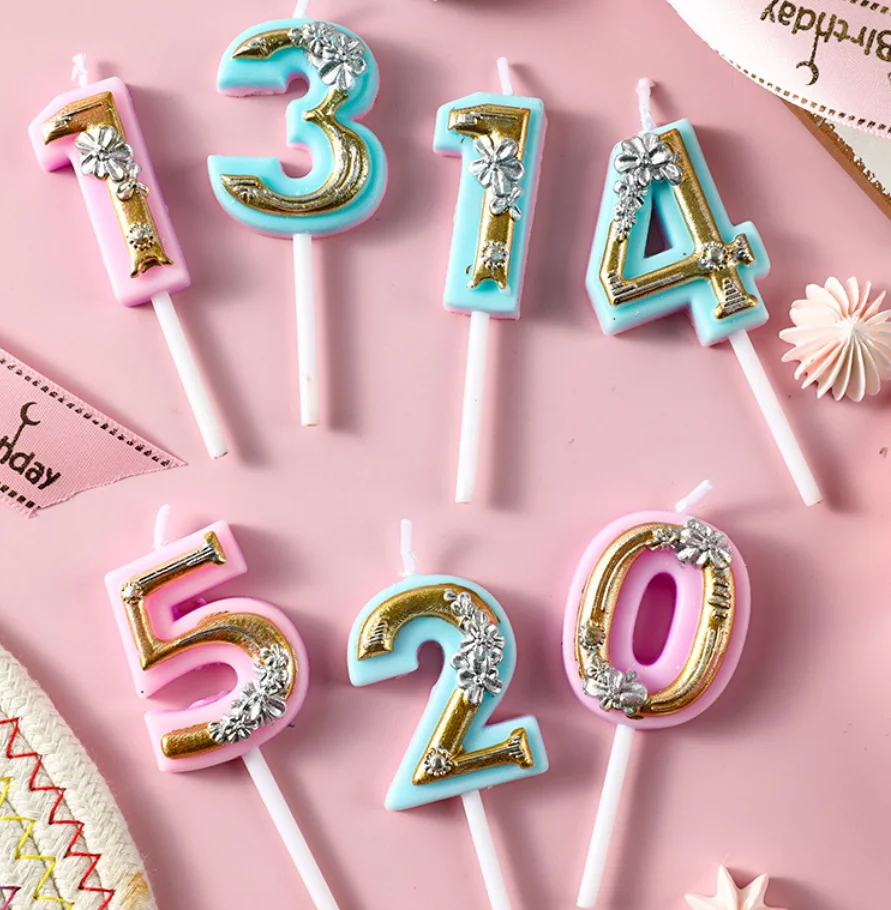 Выпечка мультяшный Цвет Цветок цифры Декор свечи на свадьбу дети с днем рождения
