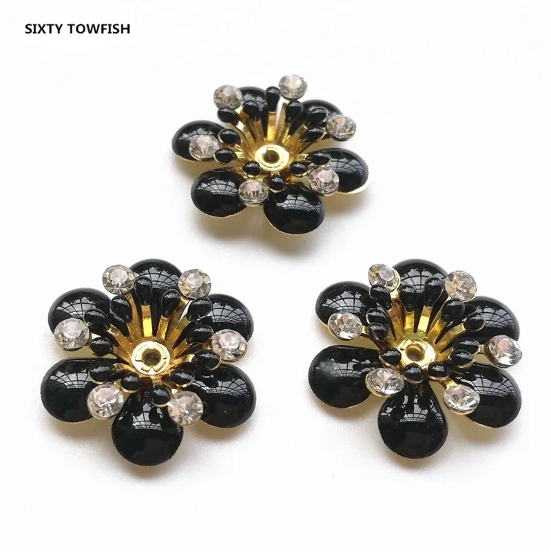 006-21mm-black 5 шт./лот 24 стиля медная филигрань горный хрусталь цветок ломтик подвески База Установка DIY ювелирные украшения - Цвет: 006-21mm-black