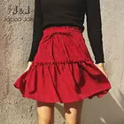 Женская богемная шифоновая короткая юбка Jocoo Jolee, летняя повседневная плиссированная пляжная мини-юбка с высокой талией, завязками и оборками