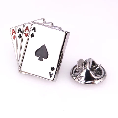Серебряная брошь XKZM в виде игральной карты