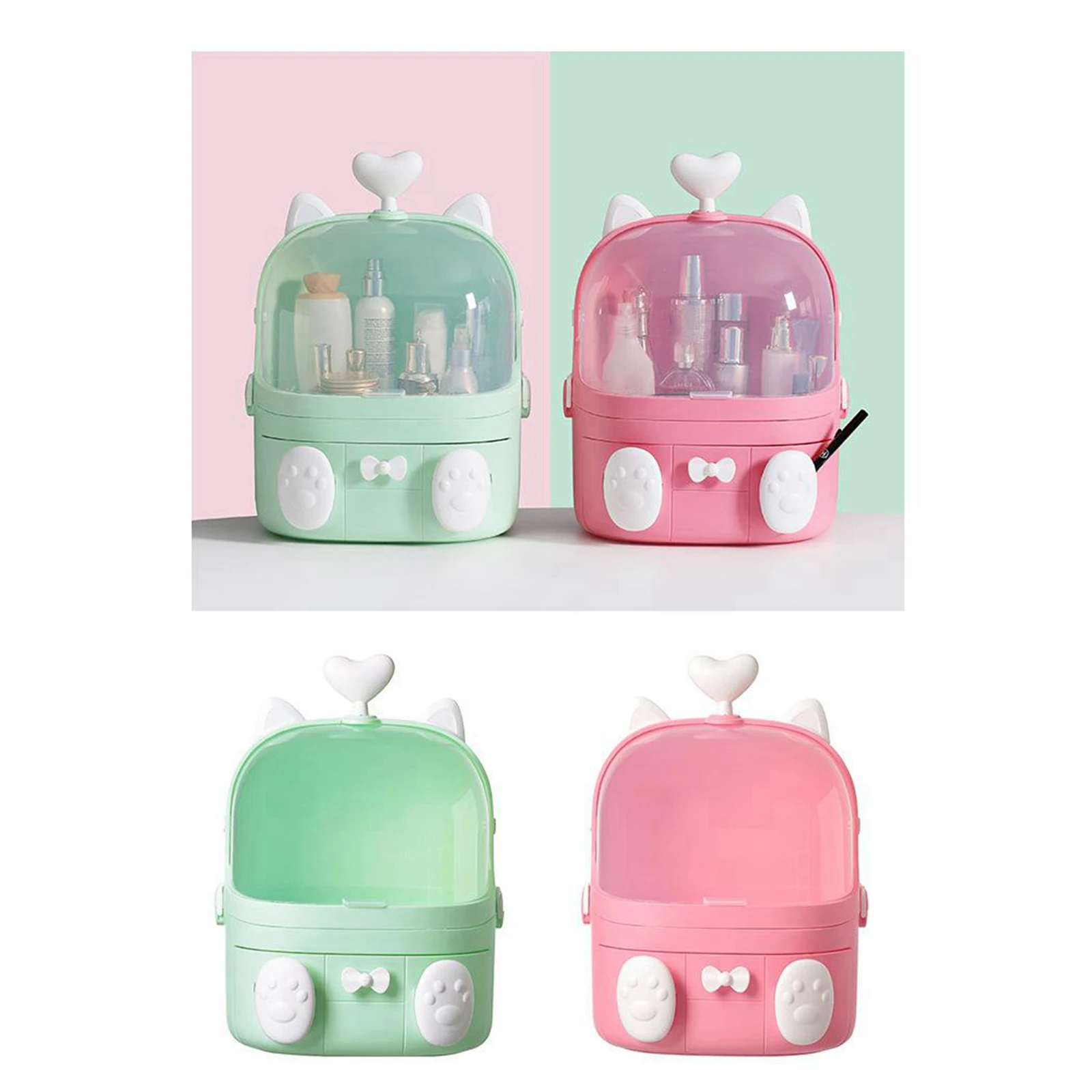 

Durable Makeup Jewelry Accessories Storage Organizer Tray, Flip-Type and Dust-Proof Cover, Half-Open, Dustproof and Waterproof