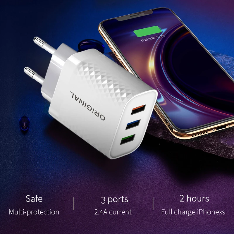 powerbank quick charge 3.0 USB Charger Quick Charge 2.4A 3 Ports Mobile Phone Chargers Fast Charging For iPhone Samsung Xiaomi Huawei Tablet Wall Adapter 65 watt usb c charger