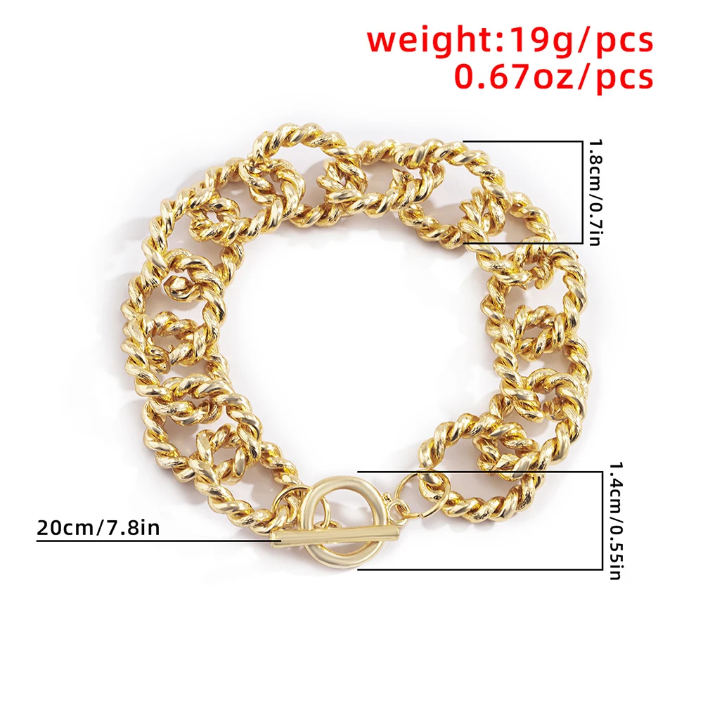

Trendy Geometric Cross Twist Chain Bracelet for Women Gold Color OT Buckle Charm Bracelets Bangle On Hand Jewelry Accessories