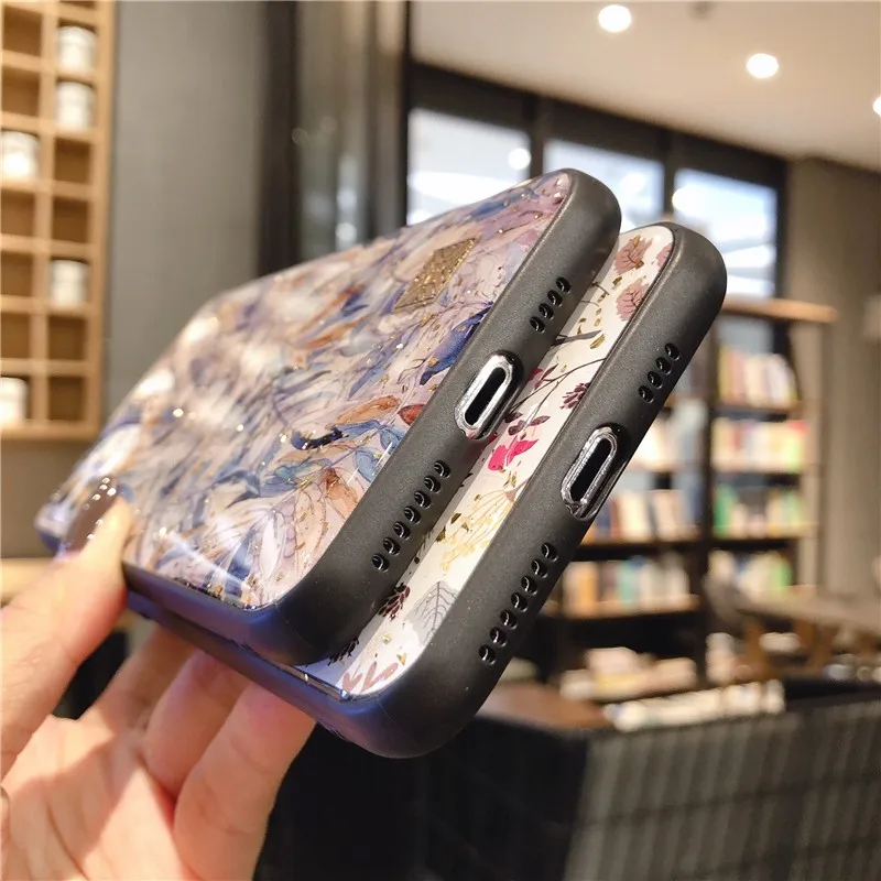 

Cute beautiful Flowers leaves female Phone Cover Case For Iphone X 11 pro Xs Max Xr 10 8 7 Plus SE 4.7 Luxury soft Coque Fundas