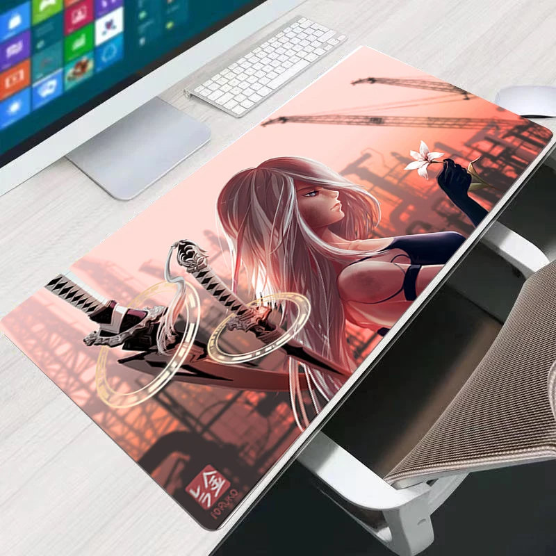

Nierautomata Sexy Girls Large Mouse Pad Carpet Laptop Pc Gamer Keyboard Mousepad Edge White Tassel Rubber Table Mat for Pet