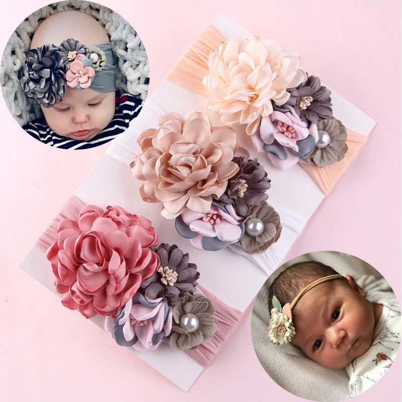 3D с цветочным принтом повязка на голову для малышей Одежда маленьких девочек