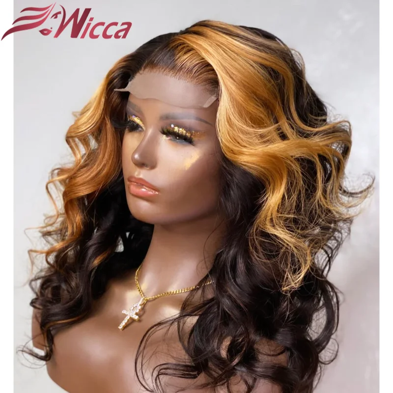 

Highlight 180 Density Wavy Short Lace Front Human Hair Wigs For Women Lace Frontal Baby Hair Brazilian Remy Hair With Baby Hair