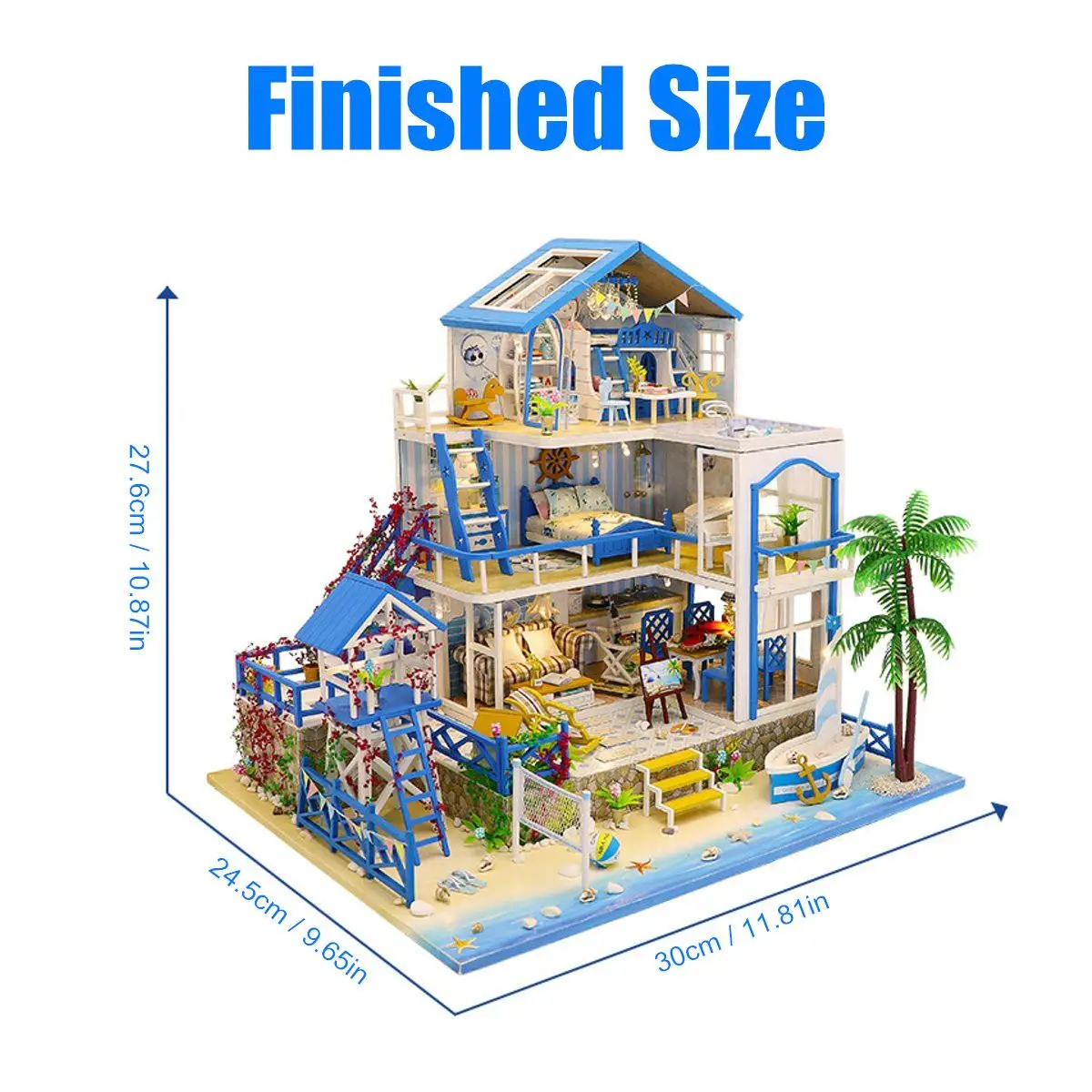 

DIY Japanese Villa Loft Dollhouse With Furniture LED Light Kits Miniature Dolls House Toy Dollhouse-Toys Model