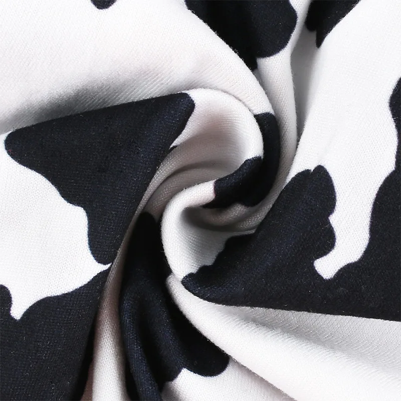 

OneLineFox Casual Elastic High Waist Milk Cow Print Pants Women Summer Straight Loose Baggy Trousers Sweatpants Pantalon Pant