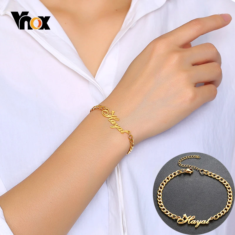 

Vnox Personalize Heart Name Bracelet for Women Men Solid Stainless Steel Adjustable Unisex Jewelry Custom Unique BFF Sister Gift