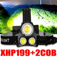 2000000lumens upgrade xhp199 16 core powerful lantern headlamp led usb flashlight xhp50 headlight rechargeable 18650 zoom torch