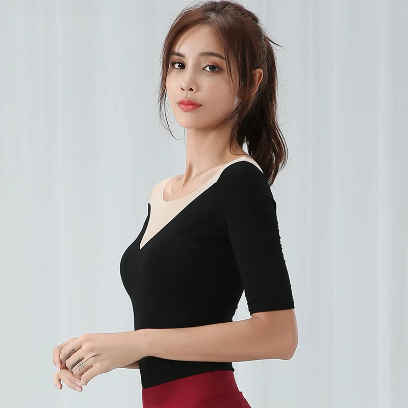 Топ женский для латиноамериканских танцев с V образным вырезом и коротким